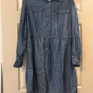 Time and Tru Chambray Button-Up Shirt in Blue